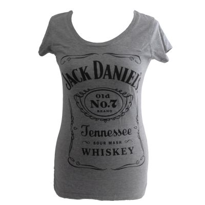 JACK DANIEL'S Women's T-Shirt Label Logo grau - S